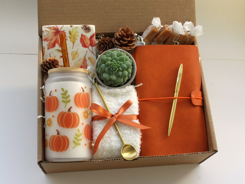 Thinking Of You Gift, Self Care Gift Box, Hygge Gift Box, Cozy Gift Box, Box Of Sunshine, Hug In A Box, Sending A Hug, Comfort Gift Basket Fall OrangeJournal