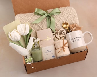 Crochet Tulip Flower Mothers Day Gift Box, Gift Box for Grandma, Daughter to Mother Gift, Gift Box for Mom Gift Set, Self Care Gift for Mom