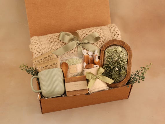 Hygge Gift Box for Her, Self Care, Birthday Get Well Candle Tea Chocolate