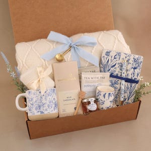 Self Care Gift Box, Cozy Package For Her, Tea Lover Gift, Sending Hugs Basket