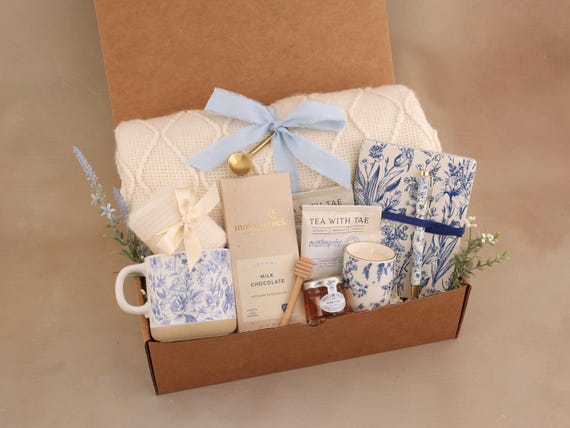 Self Care Gift Box, Cozy Package For Her, Tea Lover Gift, Sending Hugs Basket