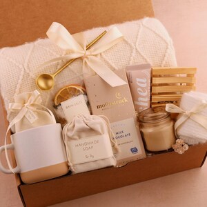 Gift Box For Her, Gift For Mom, Sending A Hug, Thinking Of You, Thank You Gift, Birthday Gift Box, Hygge Gift, Care Package, Gift For Women Spa Classy Ivory