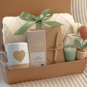 Cesta de regalo de spa para mimos del Día de la Madre, Caja de regalo personalizada del Día de la Madre, Regalo del Día de la Madre, Paquete de cuidado para ella Brown Heart