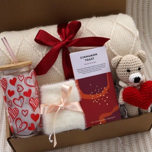 Cup of Love Valentines Gift with Blanket for Her, Hygge Gift basket for women, Thinking of you care package, Birthday gifts for her image 10