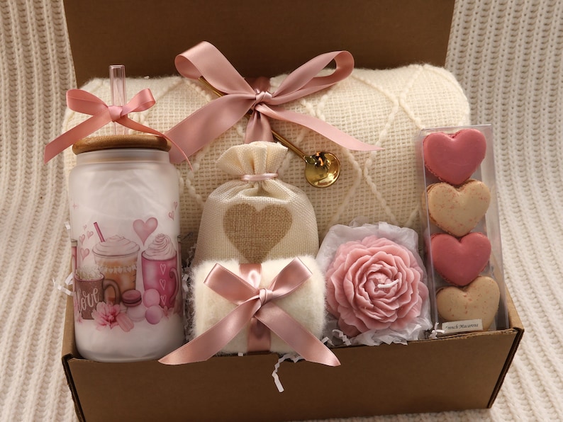 Cup of Love Valentines Gift with Blanket for Her, Hygge Gift basket for women, Thinking of you care package, Birthday gifts for her image 8