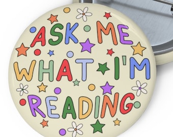 Pregúntame qué estoy leyendo Pin Badge Button / Book Lover&#39;s Delight