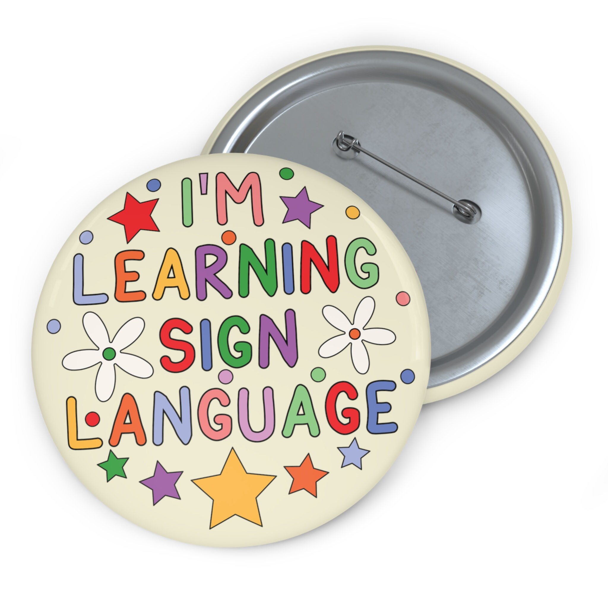 Language Pin I'm Learning Sign Language Pin Badge Button - Etsy
