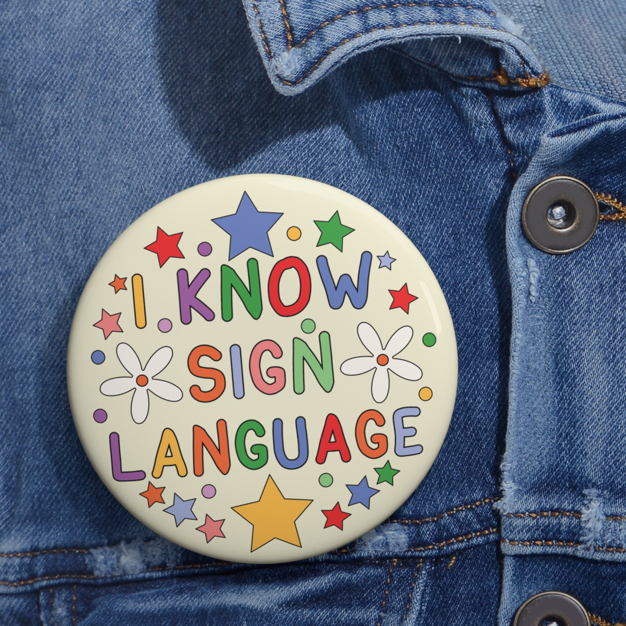 Language Pin I Know Sign Language Pin Badge Button - Etsy