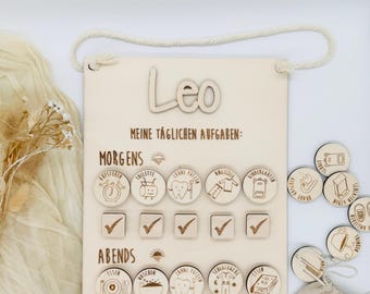 Personalized wooden routine planner for children | Morning and evening routine | Child's chore chart | Montessori planner | Routine board