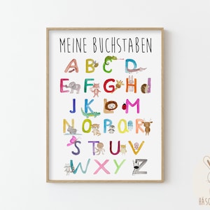 Poster Buchstaben | nach Montessori | Kinder | deutsch | Lernposter | Lerndruck | Lernplakate | Buchstaben lernen | selbst gemalt | Aquarell