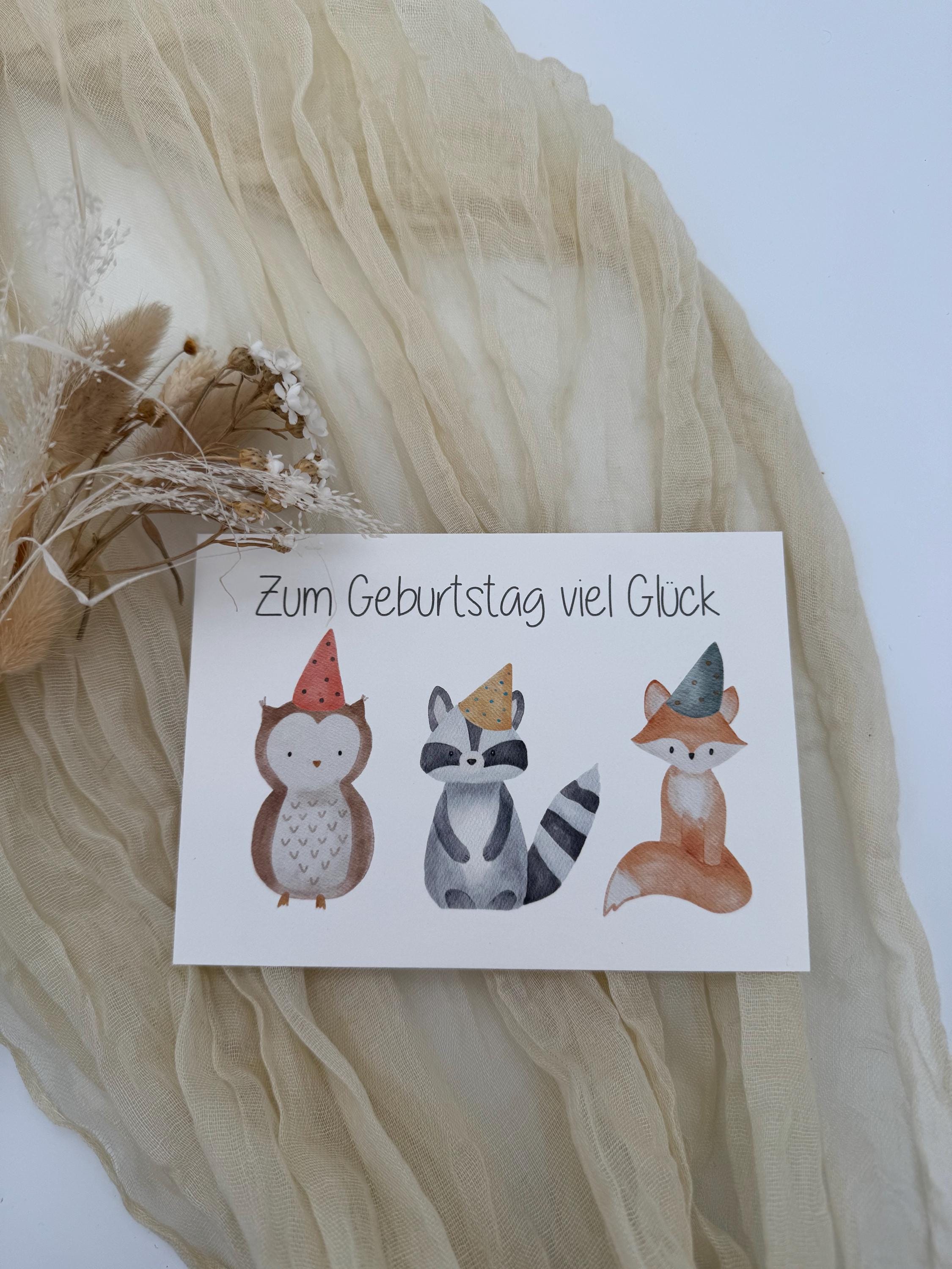 Tarjeta de cumpleaños | Postal de cumpleaños | Tarjeta de felicitación | cumpleaños | feliz cumpleaños | animales lindos