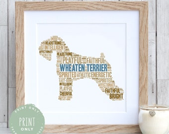 Wheaten Terrier Print | Pet Portrait | Gift for Dog Owners | Personalised Dog Portrait | Dog Memorial | Wheaten Terrier Art