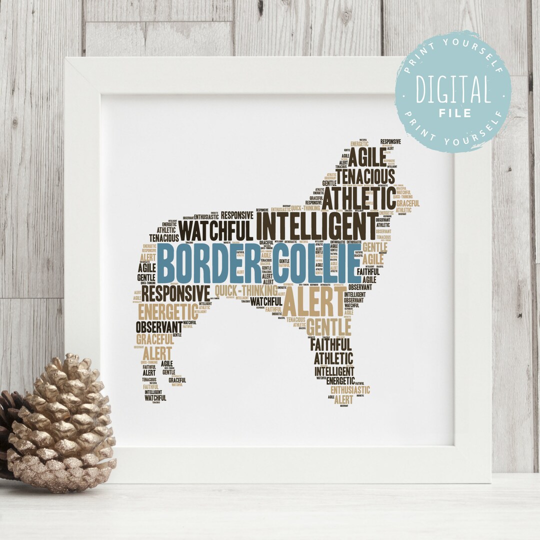 Border Collie Printable Instant Download Gift for Dog Owners Dog Word ...