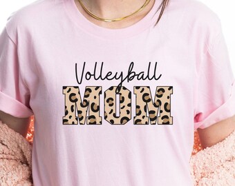 Volleyball Mom Shirt Leopard Varsity Letters, Youth Volleyball Shirt, Club Volleyball Tshirt, Supportive Mom Tee, Gameday Shirts, Cheetah