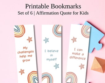 Printable Cute Bookmarks for Kids, Affirmation Quote Bookmarks, Book Lover Gift, Gift for Student, Back To School Gift, Boho Rainbow Prints