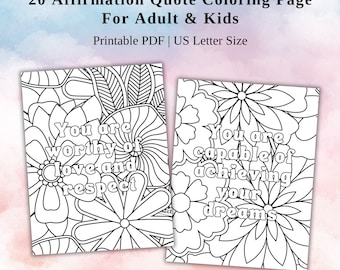Printable Affirmations Coloring Pages for Kids, Adult Coloring Pages  for Relaxing, Kids Activity, Flower Coloring, Self Love, Mental Health