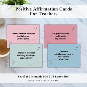 Printable Positive Affirmation Cards For Teachers, New Teacher Gift, Encouragement Quote For Mental Health, Appreciation Gift From Student