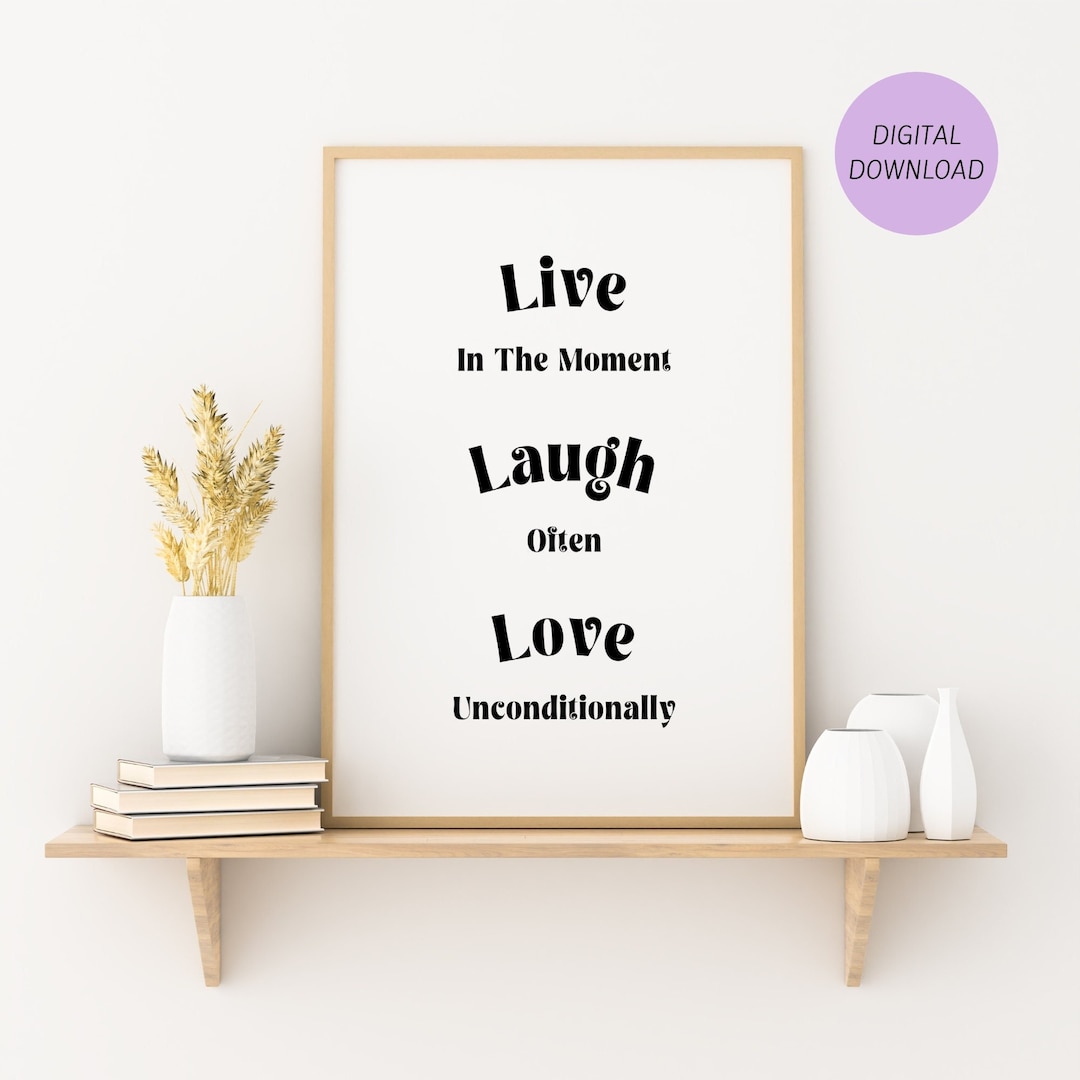 Live Laugh Love Printable Retro Wall Art Family Quote Etsy
