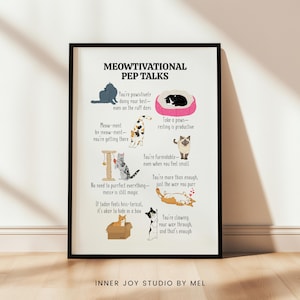Printable Cat Theme Self Love Affirmation Wall Art, Mental Health Poster, Inspirational Quotes, Therapy Office Decor, Cat Lover Gift