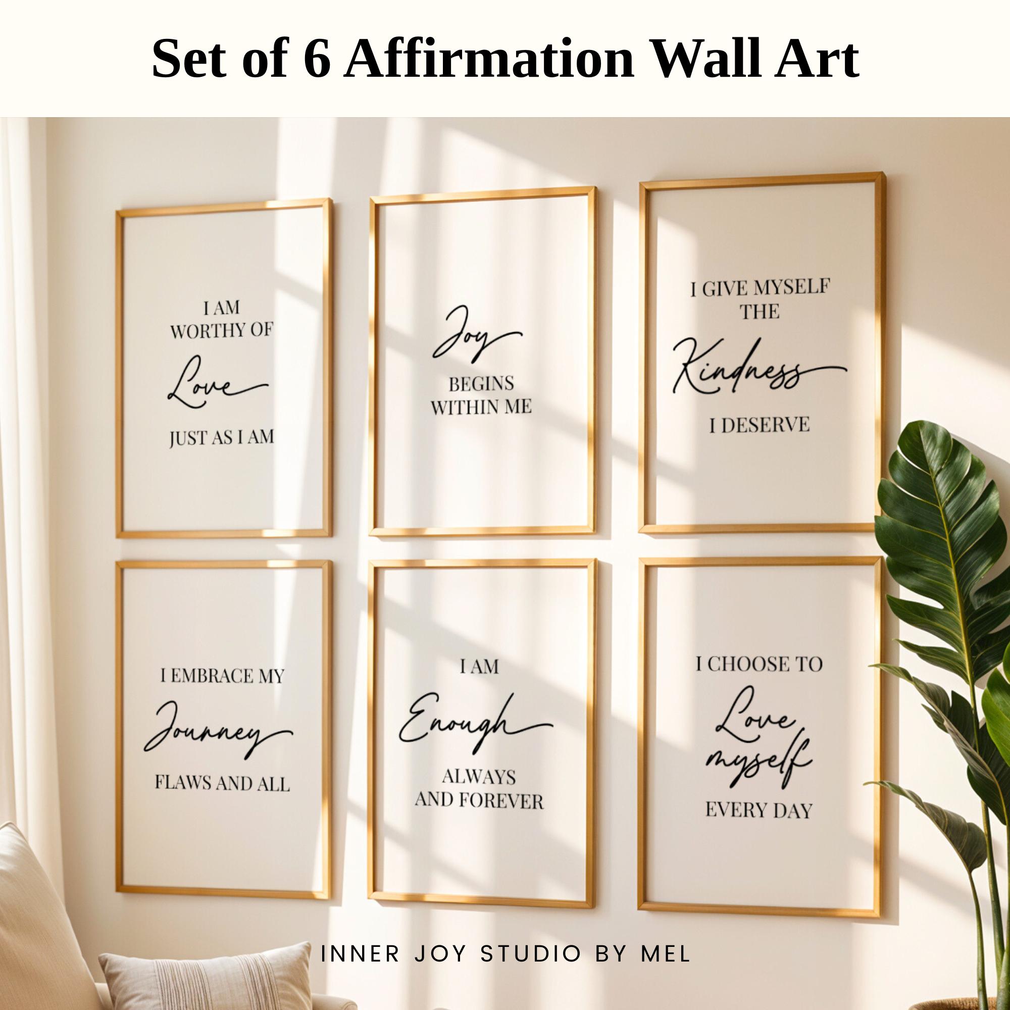 Set of 6 Printable Positive Affirmation Wall Art for Self Love ...