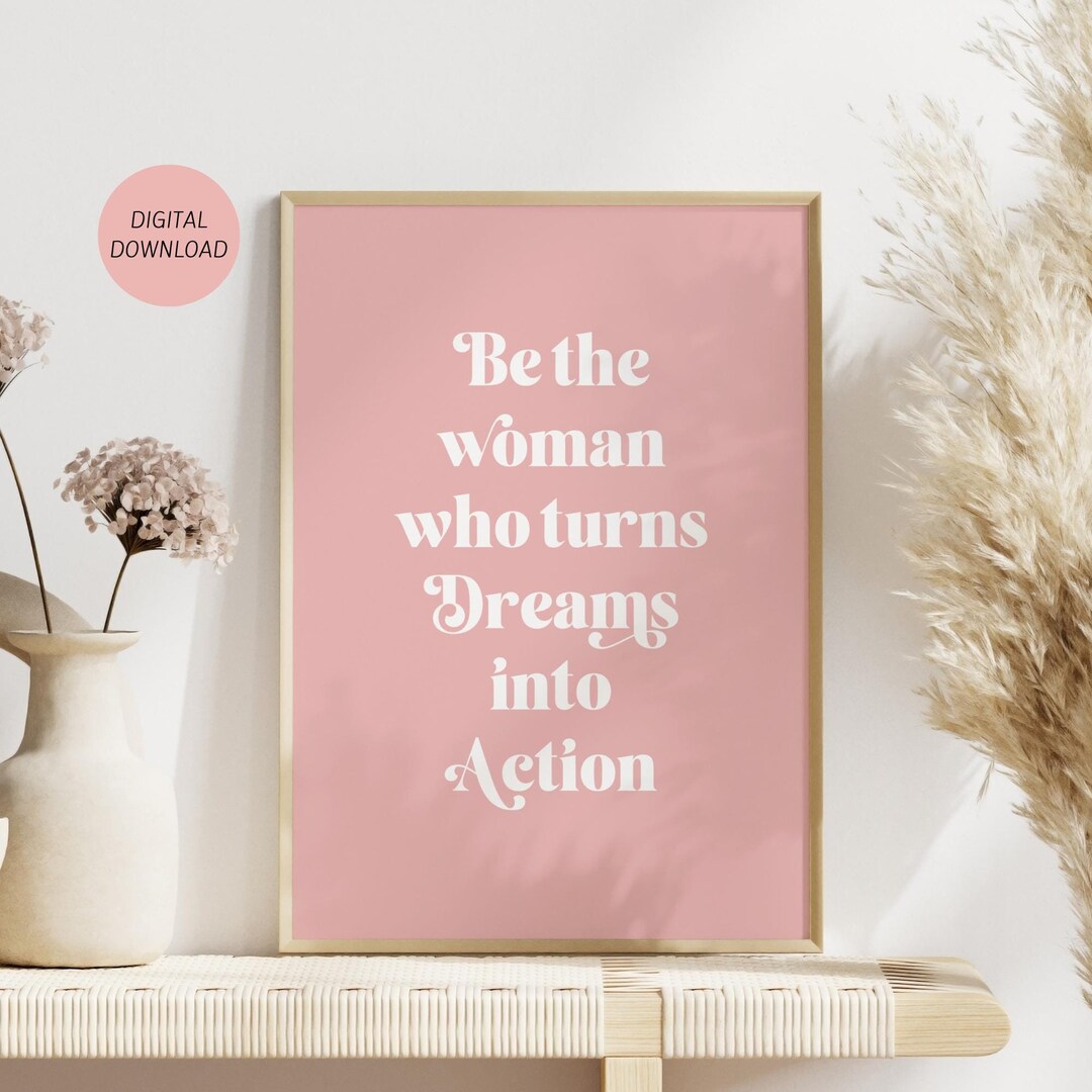 Printable Pink Wall Art for Women, Inspirational Quote, Motivational ...
