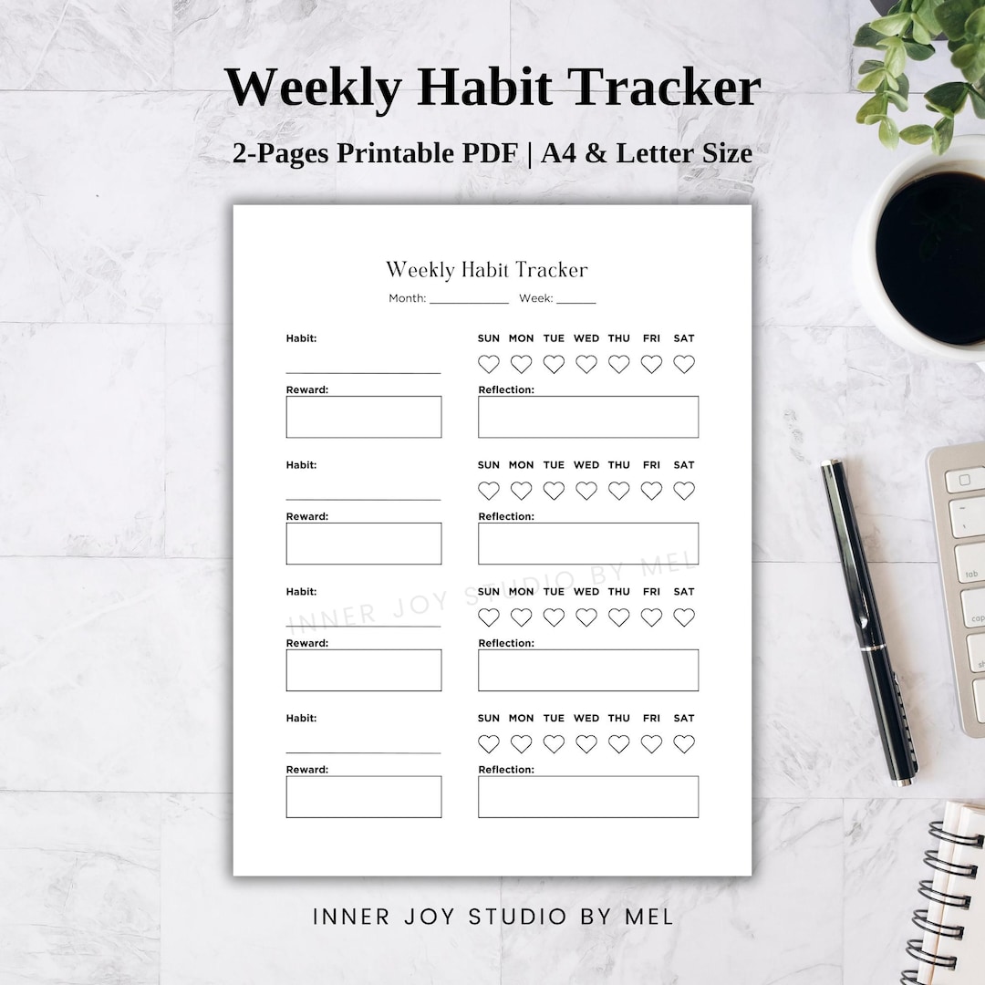Printable Weekly Habit Tracker, Routine Tracker, Goal Tracker