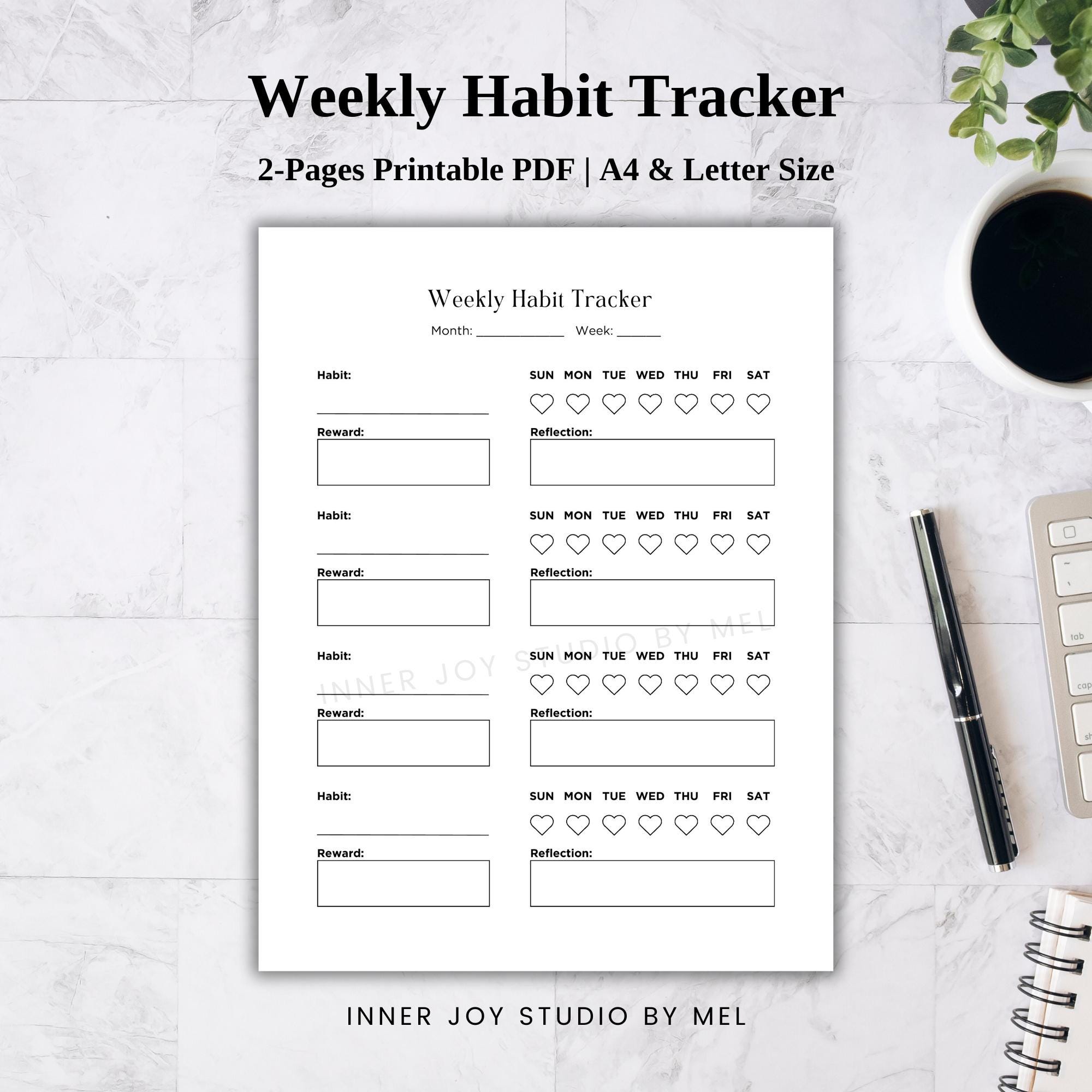 Printable Weekly Habit Tracker, Routine Tracker, Goal Tracker ...