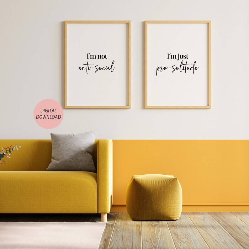 Set of 2, Printable Funny Quote Wall Art, Inspirational Prints