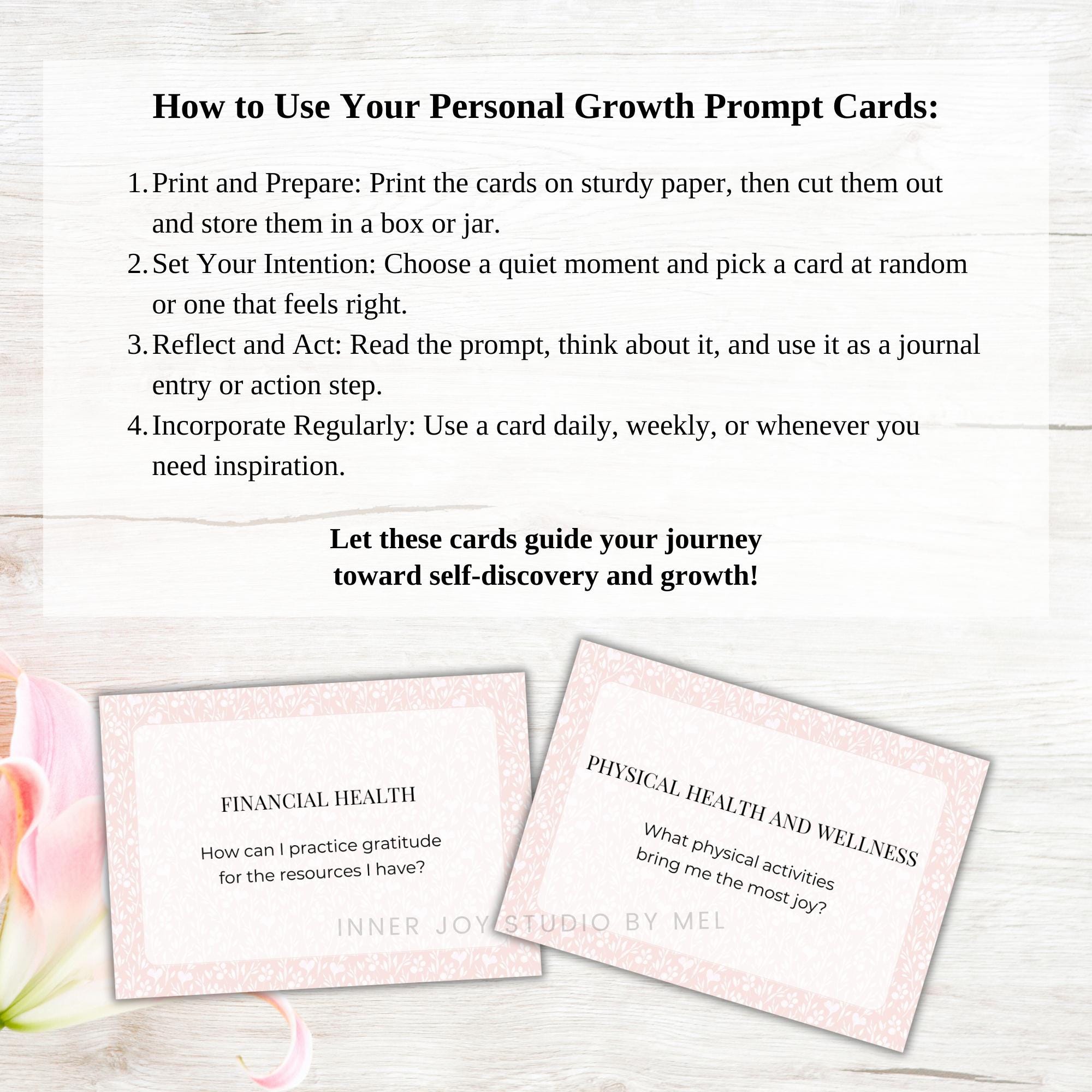 Printable Personal Growth Journal Prompt Cards for Self Reflection ...