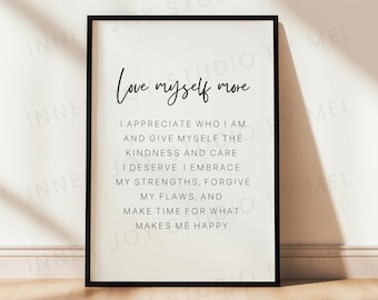 Printable Self Love Wall Art, Inspirational Quotes, Daily Affirmations, Mental Health Poster, Apartment Decor, Best Friend Gift