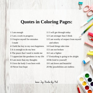 20 Affirmation Coloring Page, Adult Coloring, Kids Coloring