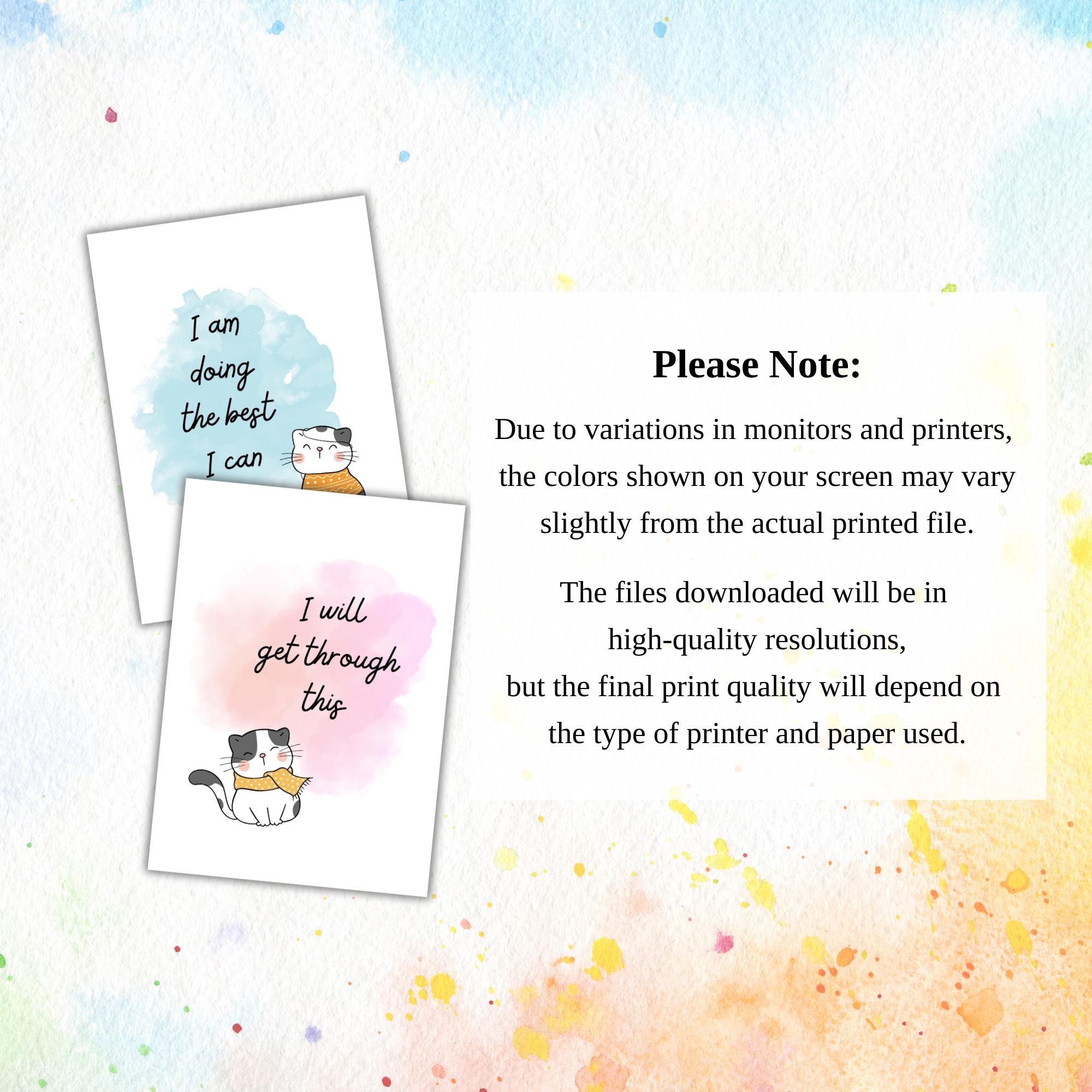 Pawsitive Card Printable Positive Affirmations Cards for Cat Lovers, Self Love Quote ...