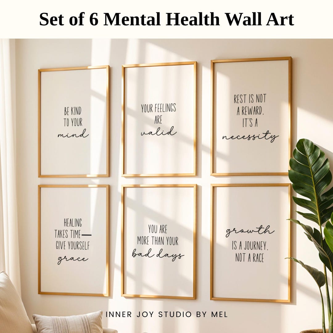 Set of 6 Printable Mental Health Poster, Affirmation Wall Art for Self ...
