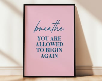 Arte mural imprimible de amor propio, póster motivacional, decoración para el hogar, dormitorio, cita inspiradora para la salud mental, afirmación diaria