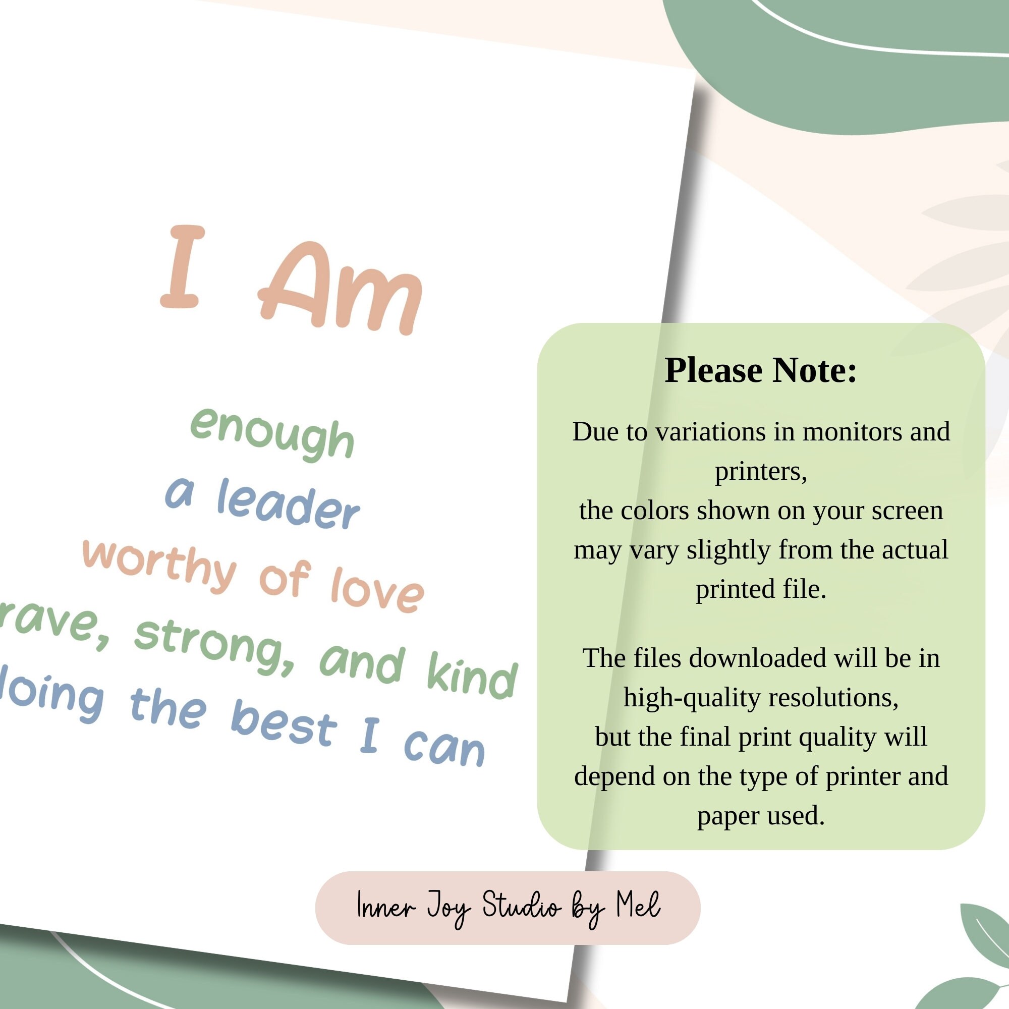 Printable Affirmation Wall Art for Kids, Inspirational Quotes for ...