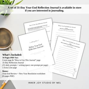 Printable End of Year Review, New Year Resolution Worksheet, Yearly Reflection Journal, Goals Setting Planner, Gratitude Journal, PDF image 6