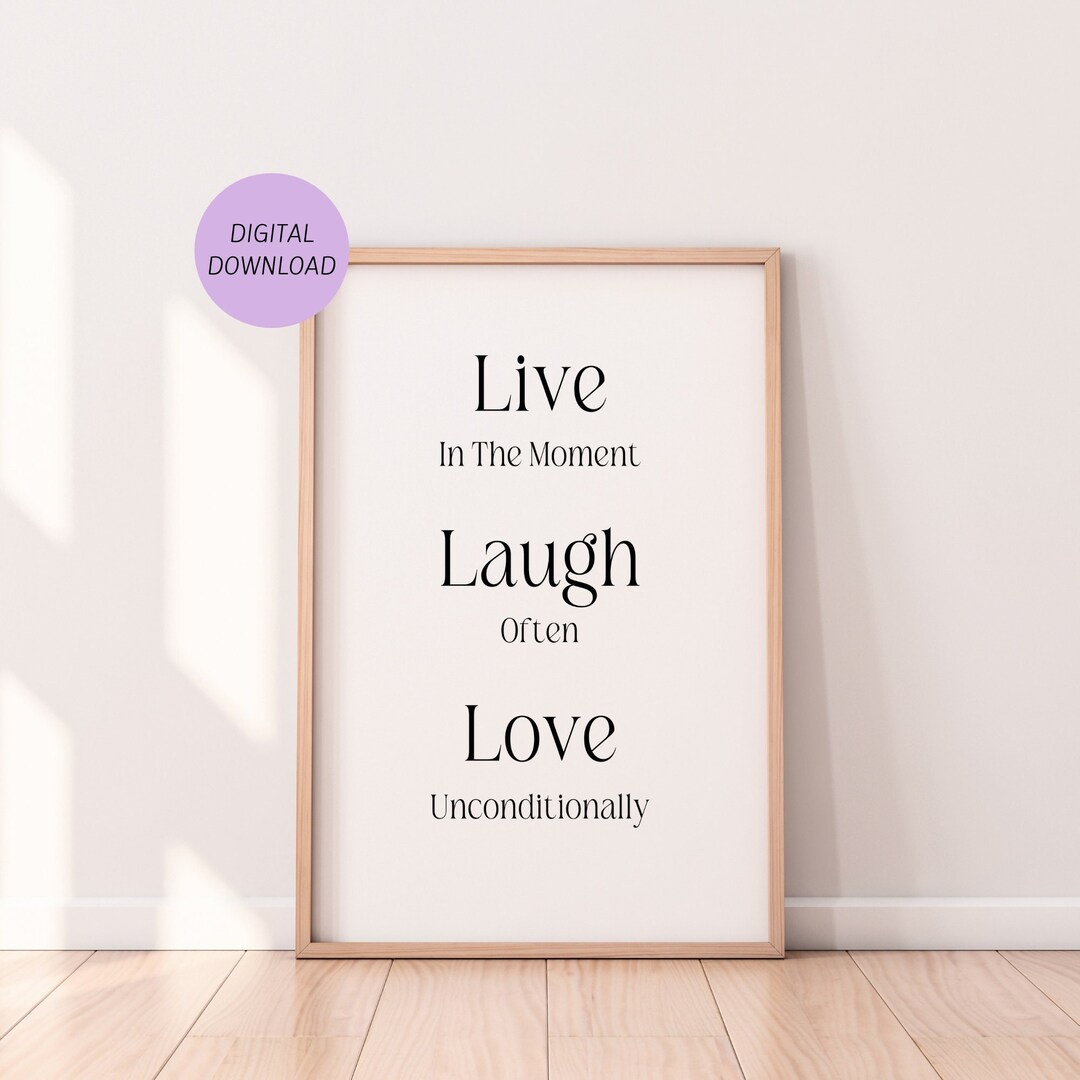 Live Laugh Love Printable Modern Minimalist Wall Art Quote Etsy