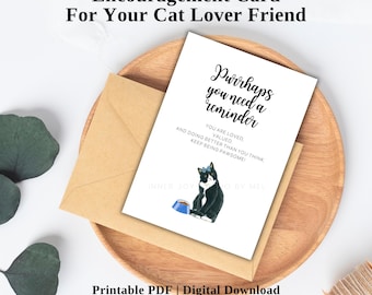 Printable Funny Cat Pun Encouragement Card, Cat Mom Affirmation Quote, Cat Lover Gift, Self Love Card, Support Card For Mental Health