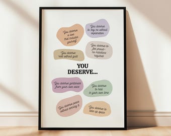 Printable Self Love Affirmation Wall Art, Mental Health Poster For Self Care, Inspirational Quotes, Dorm Decor, Therapy Office Decor