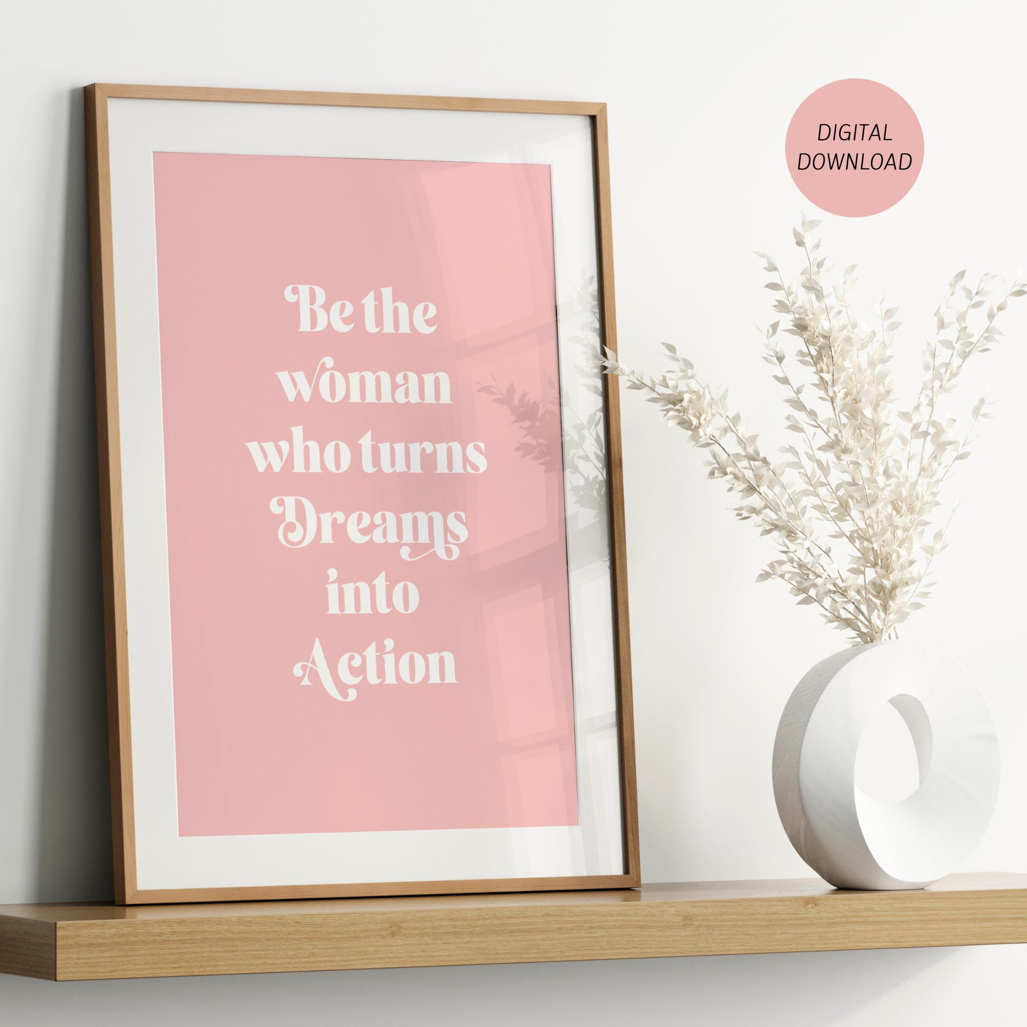 Printable Pink Wall Art for Women, Inspirational Quote, Motivational ...