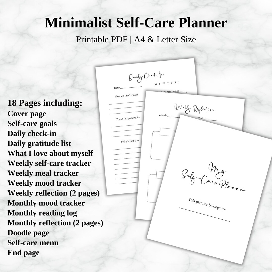 Printable Self Care Planner, Wellness Journal for Mental Health, Habit ...