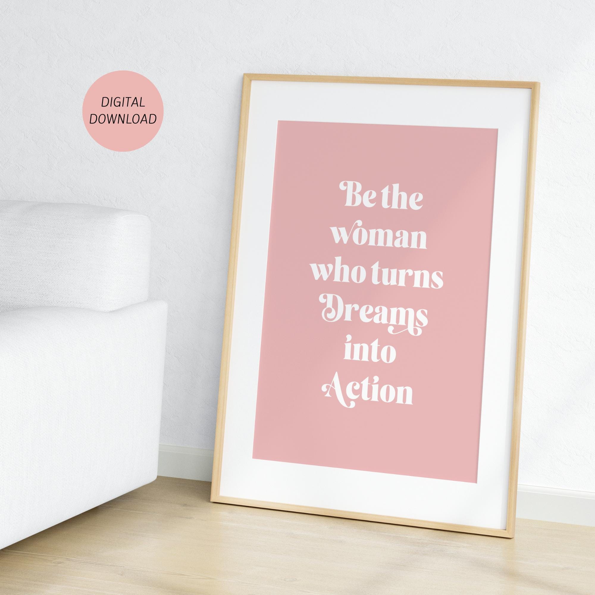 Printable Pink Wall Art for Women, Inspirational Quote, Motivational ...