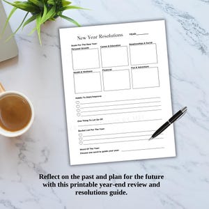 This printable end-of-the-year review and new-year resolutions is a 2-page PDF file and comes in A4 and Letter size.