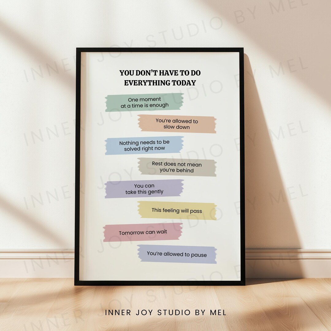 Mental Health Wall Art, Printable Self Care Poster, Therapy Office ...