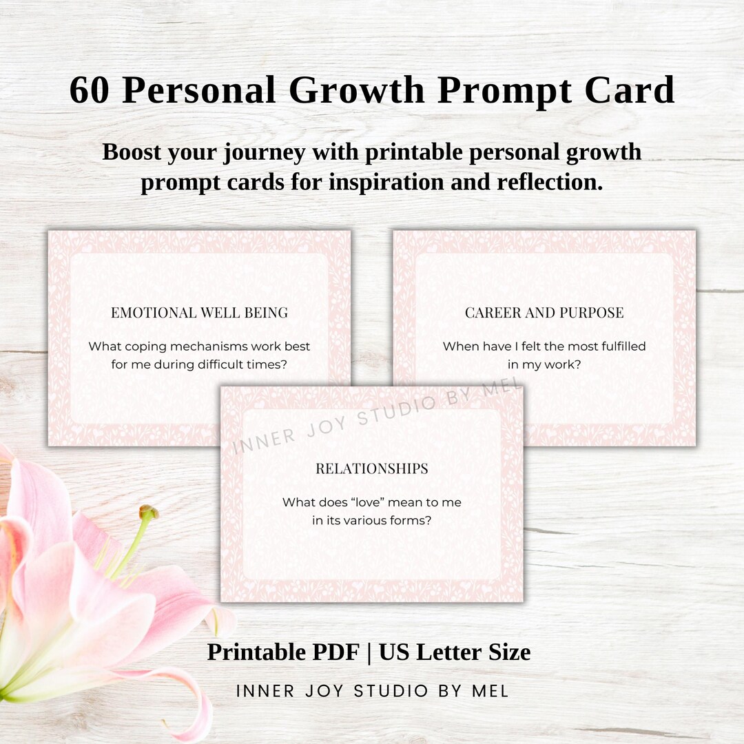 Printable Personal Growth Journal Prompt Cards for Self Reflection ...