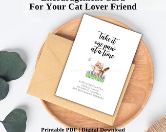 Printable Funny Cat Pun Encouragement Card, Cat Mom Affirmation Quote, Cat Lover Gift, Self Love Card, Support Card For Mental Health