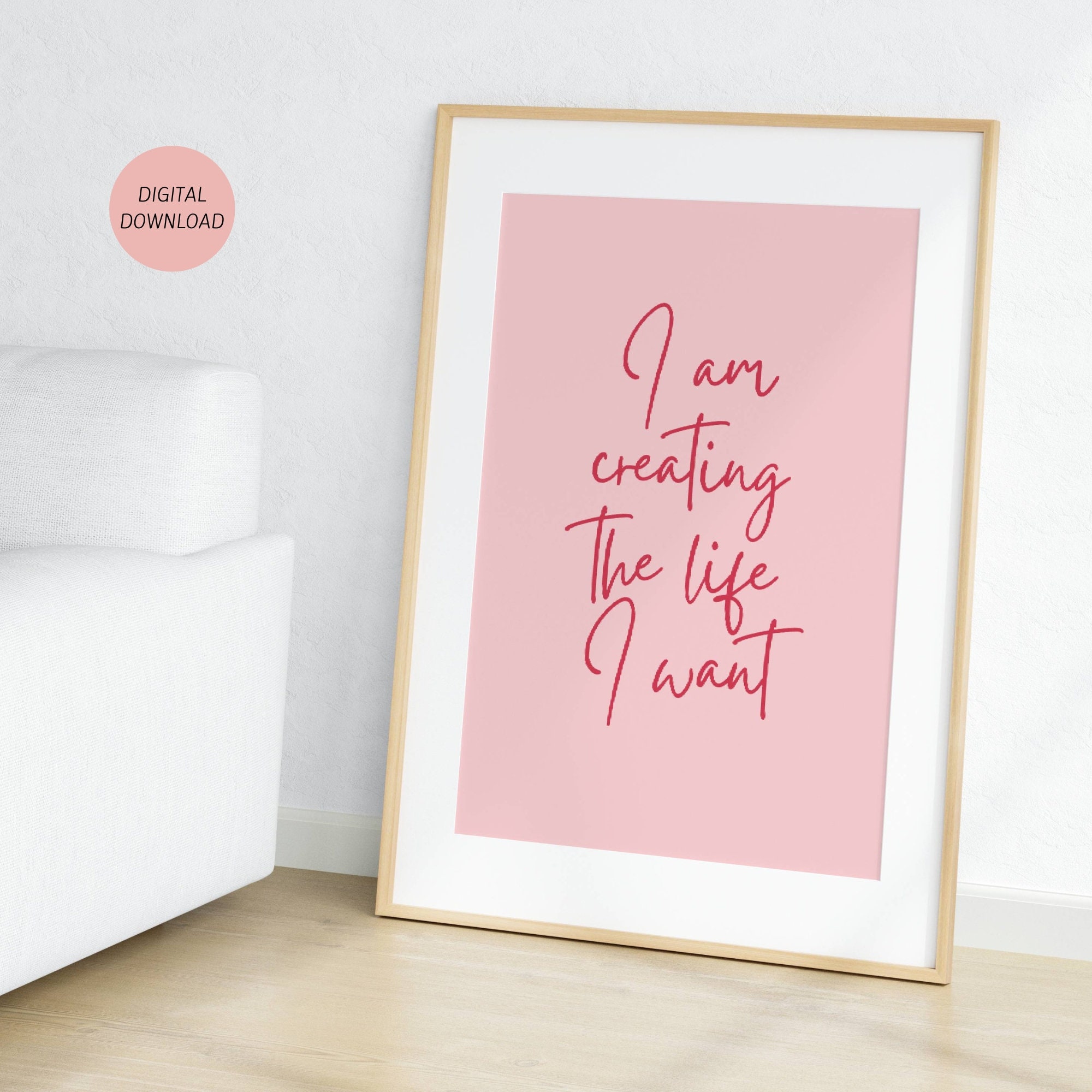 Printable Pink Wall Art for Teen Girl Room Decor, Inspirational Quote ...