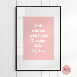Printable Pink Wall Art for Women, Inspirational Quote, Motivational ...