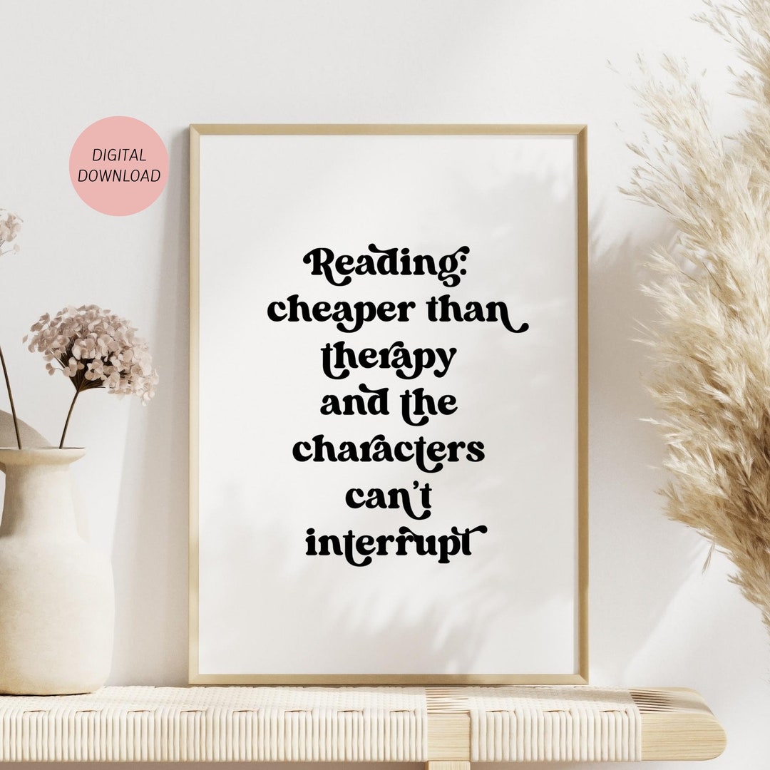 Printable Bookish Wall Art, Funny Book Quote for Bookworm, Retro Mental ...