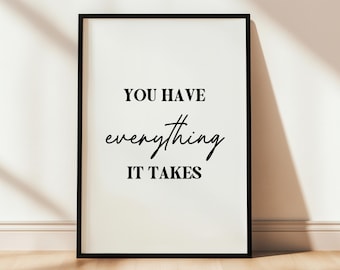 Arte mural inspirador imprimible, póster motivacional, decoración de pared para el hogar, decoración para dormitorios universitarios, frase inspiradora, póster inspirador